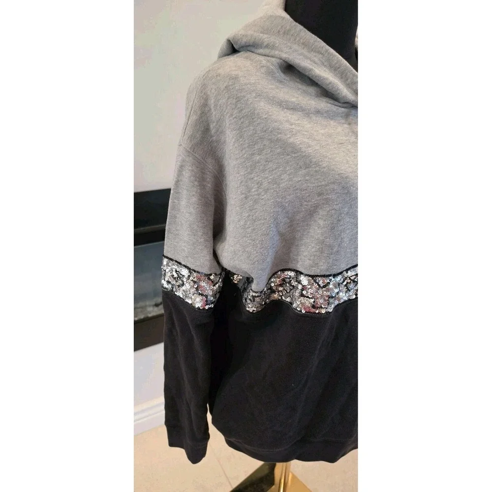 Victoria's Secret PINK Gray Marled Sequin Hoodie SZ M Y2K 2000s Athleisure